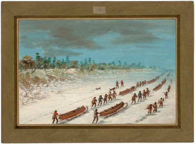 La Salle Crossing Lake Michigan on the Ice. December 8, 1681 by George Catlin