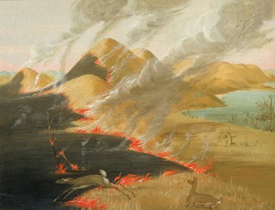 Prairie Bluffs Burning by George Catlin
