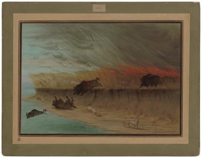 Prairie Meadows Burning by George Catlin