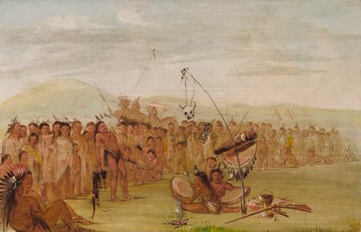 Self-torture in a Sioux Religious Ceremony by George Catlin