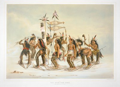 Snowshoe Dance at First Snowfall. Ojibwa by George Catlin