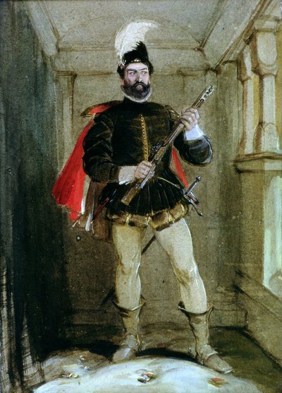 Hamilton of Bothwellhaugh about to Shoot the Regent Murray, at Linlithgow, on 23 January, 1570 by George Cattermole