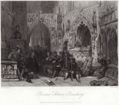 Puritan Soldier Preaching by George Cattermole