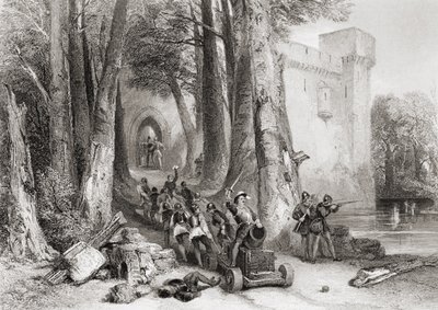 The Siege of Lathom House, 1644, engraved by W. Topham by George Cattermole