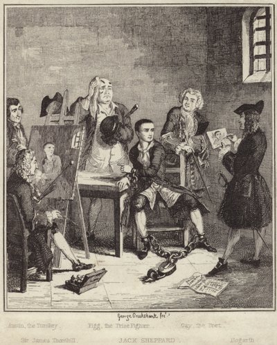 Jack Sheppard Having His Portrait Painted by Sir James Thornhill in Prison by George Cruikshank