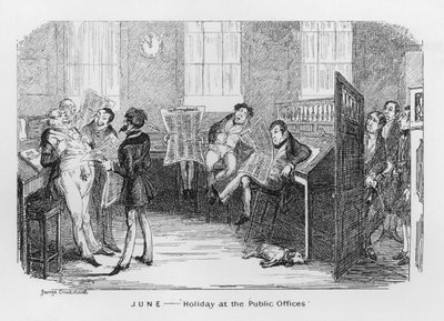June, Holiday at the Public Offices by George Cruikshank