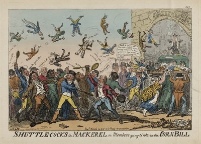 Shuttlecocks and Mackerel, or Members Going to Vote on the Corn Bill, March 14 by George Cruikshank