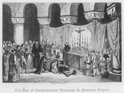 The Duke of Northumberland renouncing the Protestant Religion by George Cruikshank