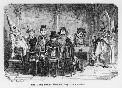 The Gunpowder Plot or Guys in Council by George Cruikshank