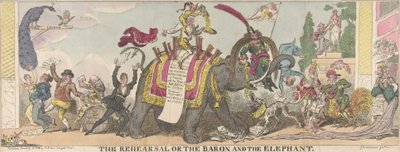The Rehearsal or the Baron and the Elephant, January 1, 1812 by George Cruikshank