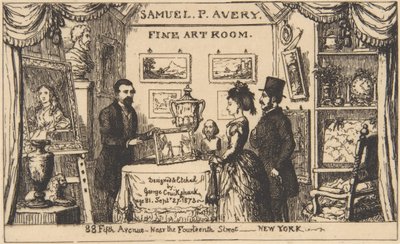 Trade Card for Samuel P. Avery - Fine Art Room by George Cruikshank