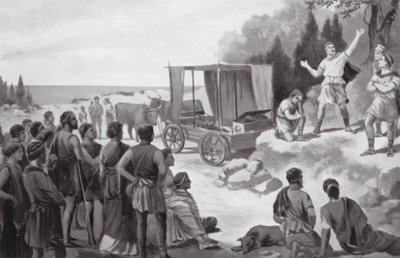 The Car of Thespis by George Derville (after) Rowlandson
