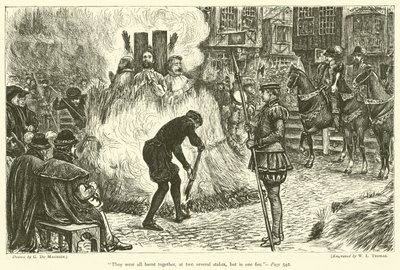 They Were All Burnt Together, at Two Several Stakes, but in One Fire by George du Maurier