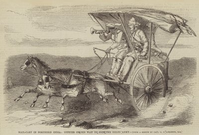 Mail-Cart in Northern India, Officer on His Way to Join the Delhi Army by George Francklin Atkinson