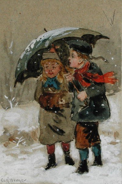 Children Playing in the Snow by George Goodwin Kilburne