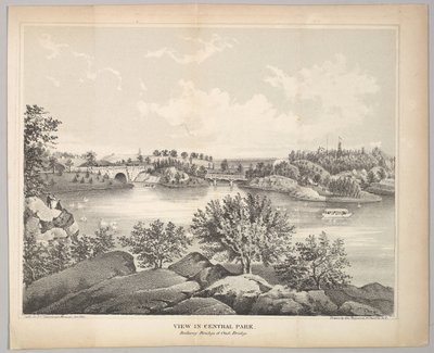 View in Central Park with Balcony Bridge and Oak Bridge, from Valentines Manual, 1861 by George Hayward