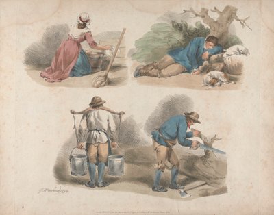 Set of Five: Studies of Laborers by George Morland