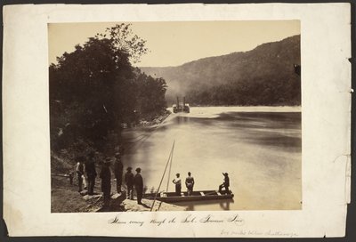 [Steamer Coming Through The Suck, Tennessee River, Six Miles Below Chattanooga] by George N. Barnard