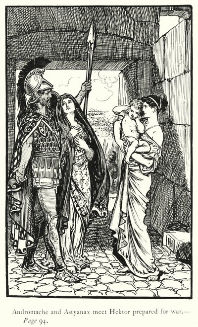The Iliad: Andromache and Astyanax meet Hektor prepared for war by George Percy Jacomb Hood