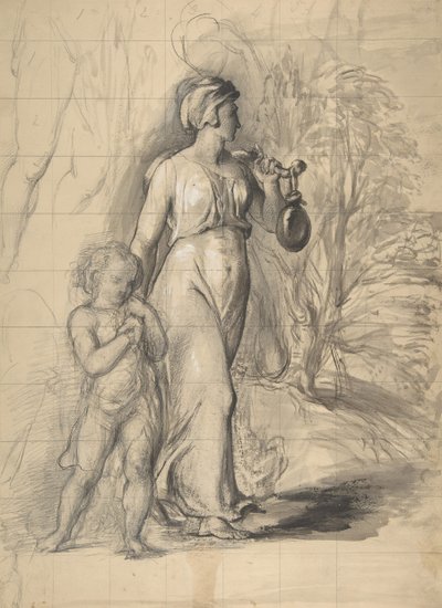 Hagar and Ishmael in the Wilderness (detail) by George Richmond