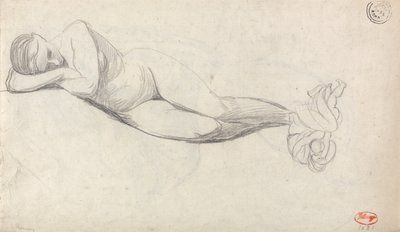 Study of a Reclining Nude, and Seated Woman Comforted by a Child by George Romney