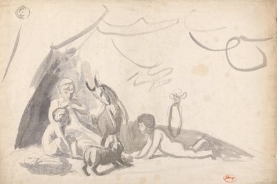 Three Children with a Dog and a Goat by George Romney