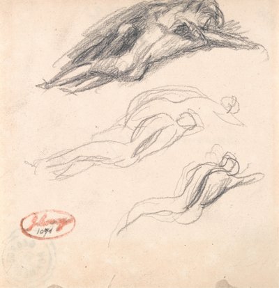 Three Sketches of a Figure Asleep, Probably Adam and Eve for 
