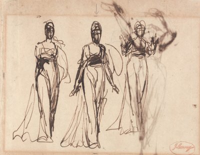 Three Studies of a Standing Woman, Possibly Circe by George Romney