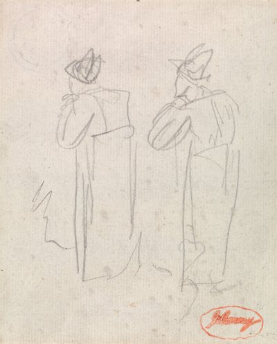 Two Standing Figures Wearing Tall Hats by George Romney