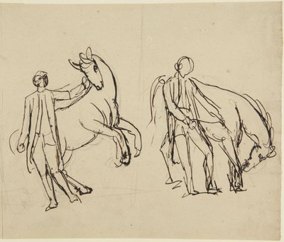 Two Studies for a Portrait of a Man with a Horse by George Romney