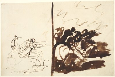 Two Studies of a Group of Figures Gesturing to Right by George Romney