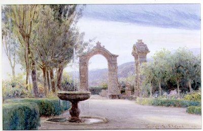 An Italian Garden with a Fountain and Two Archways by George Samuel Elgood
