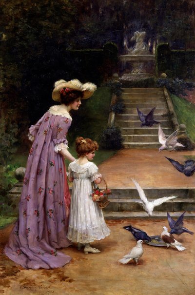 Feeding the Pigeons by George Sheridan Knowles