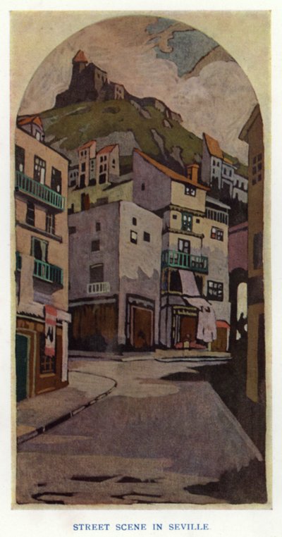 The Duenna by Sheridan: Street Scene in Seville by George Sheringham