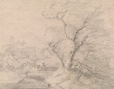 Landscape with Footbridge and Large Tree by George Smith