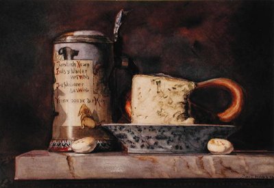 Still life with Cheese and Stein by George Thompson Hobbs