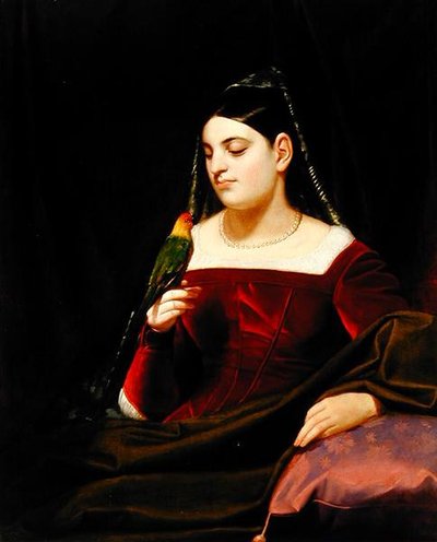 Lady and Parrot by George Whiting Flagg