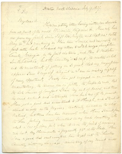 Incomplete Letter of G.W. Featherstonhaugh to Col. Abert, July 19, 1837 by George William Featherstonhaugh