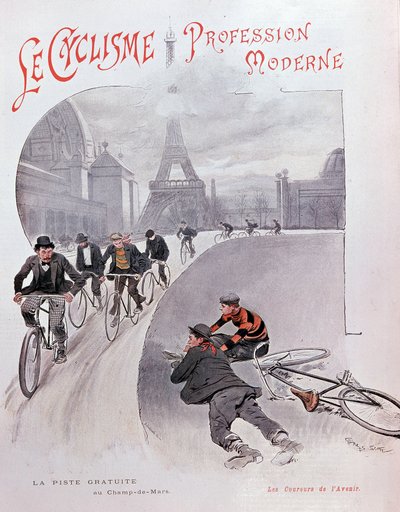 Cycling: free track of the fields of Mars - drawing by G. Scott by Georges Bertin Scott