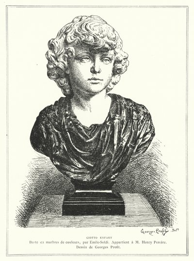 Bust of the Italian Architect and Painter Giotto as a Child, by French Sculptor Emile Soldi by Georges Ernest Profit