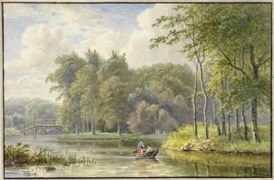 Landscape with Figures in a Rowboat by Georgius Jacobus Johannes van Os
