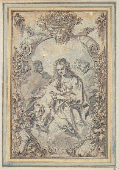 Madonna within Ornamental Frame by Gerard Seghers