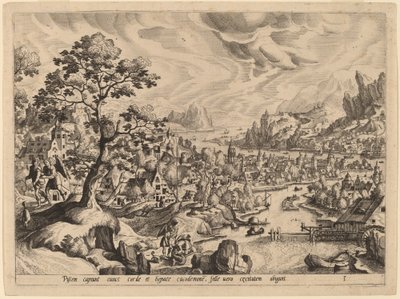 Tobias and the Angel Disembowling the Fish by Gerard de Jode after Hans Bol