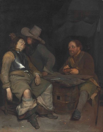 A Guardroom Interior with a Soldier Blowing Smoke by Gerard ter Borch