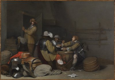 Guardroom Interior with Soldiers Smoking and Playing Cards by Gerard ter Borch