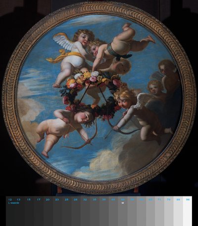 Putti with a Wreath of Flowers by Gerard van Honthorst (workshop of)