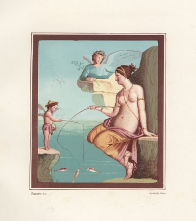 Mural of Venus and Cupid Fishing with Rods by Geremia Discanno