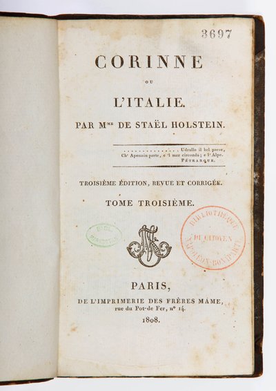 Title page of Corinne ou l