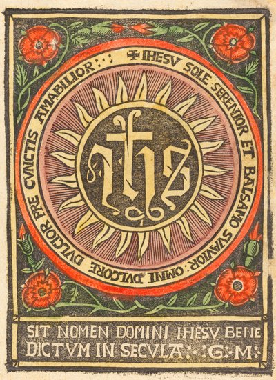 Monogram JHS in a Flaming Circle by German 15th Century