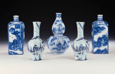 A Selection of Frankfurt Blue and White Ceramics in a Chinese Style, c.1700-10 by German School